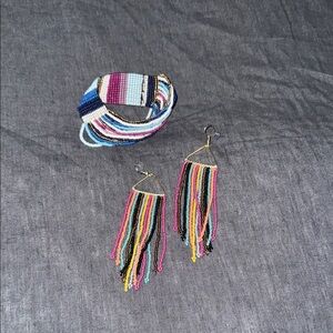 Multicolor Beaded Fringe Earrings
